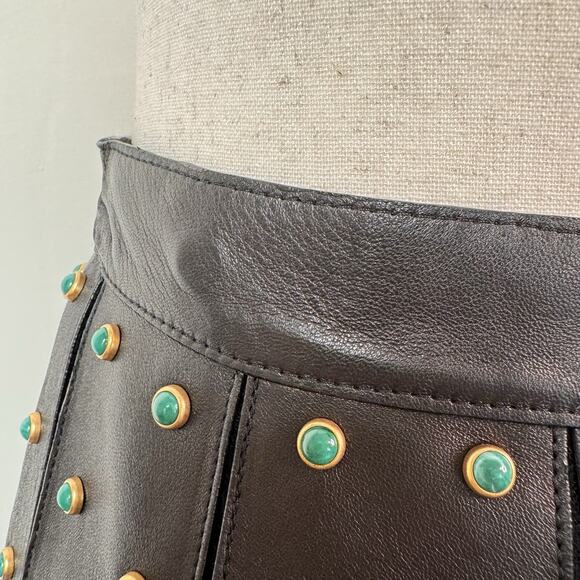 Valentino Black Leather Lace Maxi Skirt Runway 2016 Studded High Waist $10k Sz 4 - Picture 13 of 16